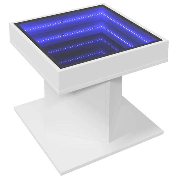 vidaXL Mesa de centro c/ LEDs 50x50x45cm derivados de madeira branco