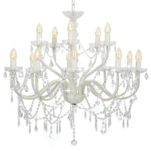 vidaXL Lustre com 2 andares branco 15 x l&acirc;mpadas E14