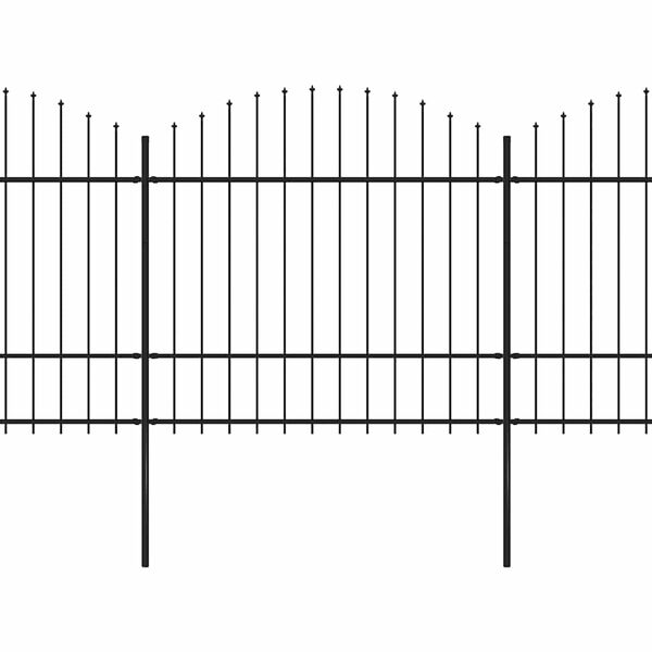 vidaXL Cerca de jardim com topo em forma de lan&ccedil;a em a&ccedil;o 1248x175 cm, preta