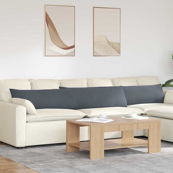vidaXL Travesseiros de Sof&aacute; 2 pcs Cinza Escuro 200 x 40 cm