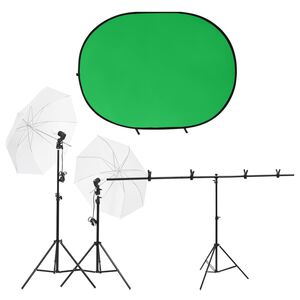 vidaXL Kit est&uacute;dio fotogr&aacute;fico c/ conj. de ilumina&ccedil;&atilde;o e tela de fundo