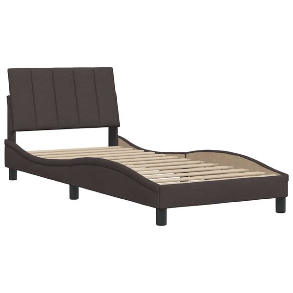 vidaXL Estrutura de cama sem colch&atilde;o Hanko 90x190 cm tecido castanho-escuro