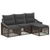 vidaXL Conjunto de Sof&aacute; de Jardim 4 unid. Cinzento vime PE