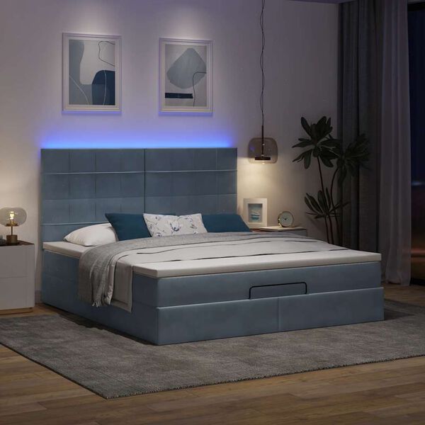 vidaXL Estrutura cama otomana colch&otilde;es 180x200 cm cinzento escuro