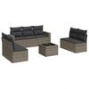 vidaXL 8 pcs conjunto sof&aacute;s de jardim c/ almofad&otilde;es vime PE cinzento