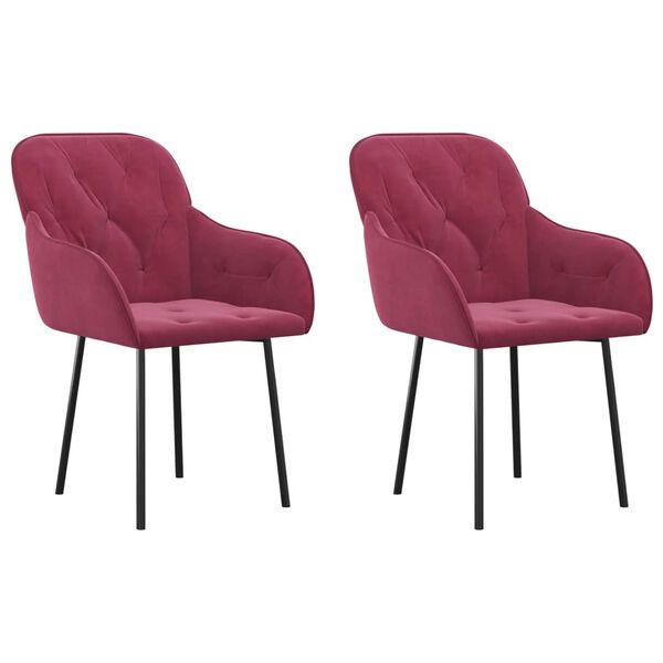 vidaXL Cadeiras de jantar 2 pcs veludo vermelho tinto