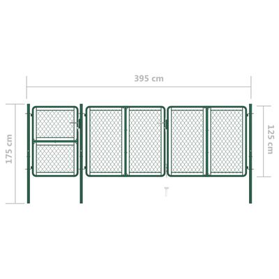 vidaXL Portão de jardim 125x395 cm aço verde