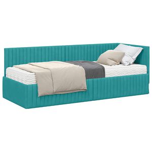 vidaXL Estrutura de Cama de Canto com Colch&atilde;o 2 unid. Turquesa