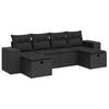vidaXL 6 pcs conjunto sof&aacute;s de jardim c/ almofad&otilde;es vime PE preto