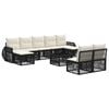 vidaXL Conjunto de Sof&aacute; de Jardim 10 pcs Preto e Branco Creme vime PE