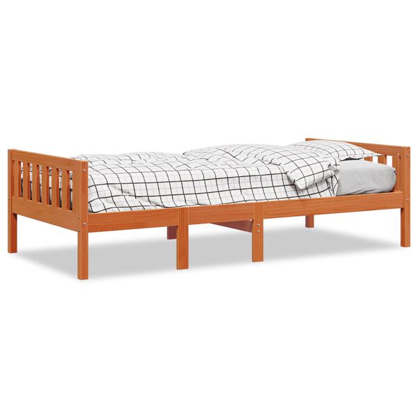 vidaXL Cama de crian&ccedil;a sem colch&atilde;o 90x200 cm pinho maci&ccedil;o castanho-mel