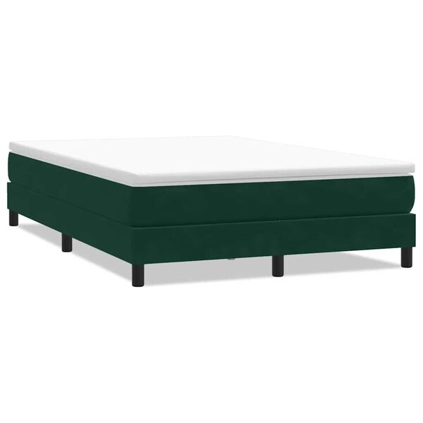 vidaXL Cama com molas sem colch&atilde;o 140x220 cm veludo verde-escuro