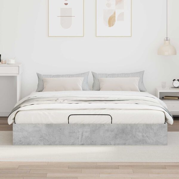 vidaXL Estrutura de Cama Ottoman Cinzento Concreto 160 x 200 cm