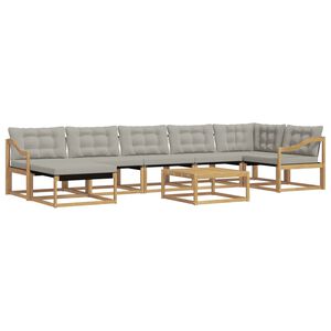 vidaXL Conjunto de Sof&aacute;s para Exterior 8 unid. Branco e Cinzento-Claro