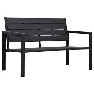 vidaXL Banco de jardim 120 cm PEAD aspeto de madeira preto