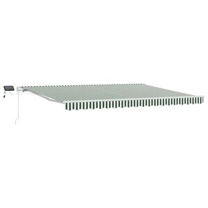 vidaXL Toldo retr&aacute;til Verde e Branco 450 &times; 300 cm Tecido e Alum&iacute;nio