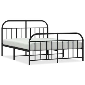vidaXL Estrutura de cama com cabeceira e p&eacute;s 150x200 cm metal preto