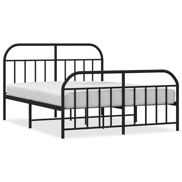 vidaXL Estrutura de cama com cabeceira e p&eacute;s 150x200 cm metal preto