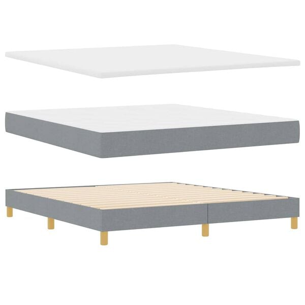 vidaXL Cama Box com colch&atilde;o Cinzento-claro 180 x 200 cm tecido