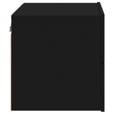 vidaXL Mesas de cabeceira de parede com luzes LED 2 pcs preto
