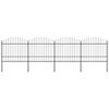 vidaXL Cerca de jardim com topo em forma de lan&ccedil;a em a&ccedil;o 671x175 cm, preta