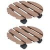 vidaXL Suportes com rodas para vasos 2 pcs &Oslash;30x7,5 cm WPC castanho