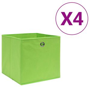 vidaXL Caixas arruma&ccedil;&atilde;o 4 pcs 28x28x28 cm tecido-n&atilde;o-tecido verde