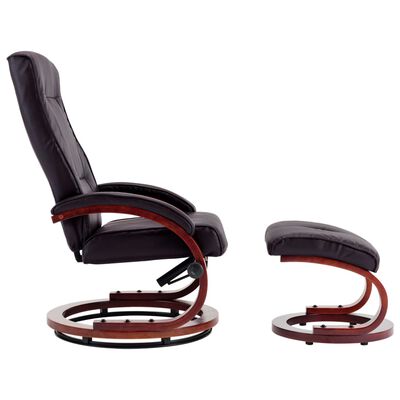 vidaXL Cadeira reclinável c/ apoio de pés couro artificial castanho