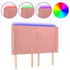 vidaXL Cabeceira de cama c/ luzes LED veludo 147x16x118/128 cm rosa