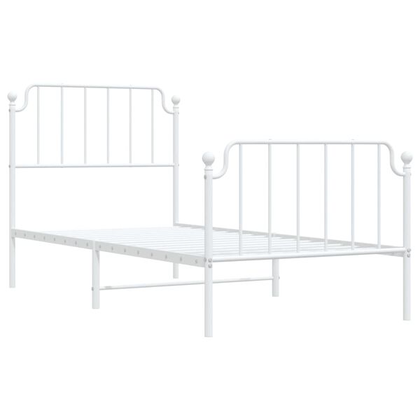vidaXL Estrutura de cama com cabeceira e p&eacute;s 90x190 cm metal branco