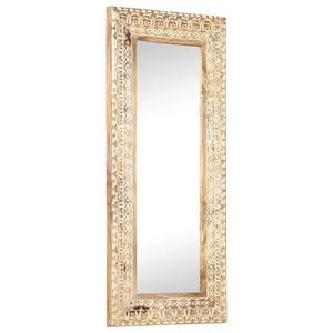 vidaXL Espelho esculpido &agrave; m&atilde;o 110x50x2,6cm madeira mangueira maci&ccedil;a
