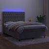 vidaXL Cama box spring c/ colch&atilde;o/LED 140x190 cm veludo cinzento
