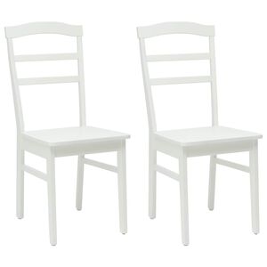vidaXL Cadeira de jantar 2 unid. Madeira de Borracha S&oacute;lida Branco
