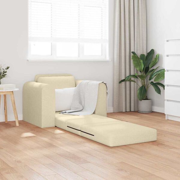 vidaXL Sof&aacute;-Cama Creme 98 x 71 x 83 cm tecido