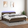 vidaXL Cama box spring c/ colch&atilde;o/LED 160x200cm tecido castanho-escuro