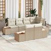 vidaXL Conjunto de Sof&aacute; de Jardim 7 pcs Bege e Creme Polirattan