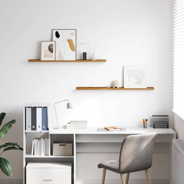 vidaXL Prateleira de Parede com prateleira 2 pcs Bege 100 x 9 x 3 cm