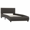 vidaXL Estrutura de cama c/ LEDs 90x200 cm couro artificial cinzento