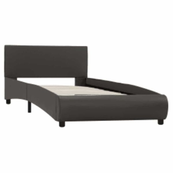 vidaXL Estrutura de cama c/ LEDs 90x200 cm couro artificial cinzento