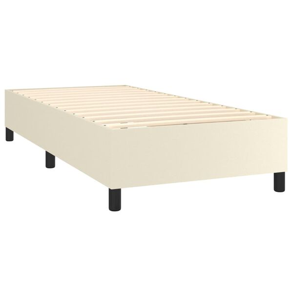 vidaXL Cama com molas/colch&atilde;o 90x200 cm couro artificial cor creme