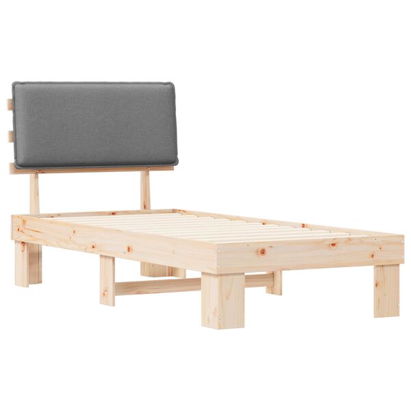 vidaXL Estrutura de Cama com Cabeceira Estofada Cinzento-claro