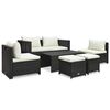 vidaXL 6 pcs conjunto lounge jardim c/ almofad&otilde;es vime PE castanho