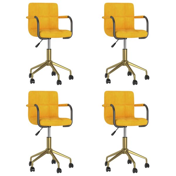 vidaXL Cadeiras de jantar girat&oacute;rias 4 pcs veludo amarelo mostarda