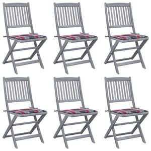 vidaXL Cadeiras exterior dobr&aacute;veis c/ almofad&otilde;es 6 pcs ac&aacute;cia maci&ccedil;a