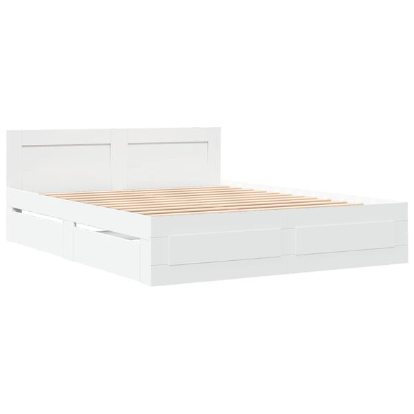 vidaXL Estrutura de cama c/ cabeceira sem colch&atilde;o 160x200 cm branco