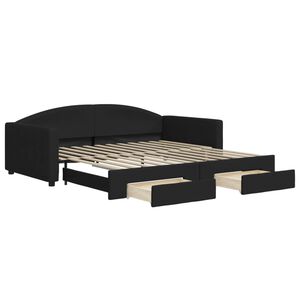 vidaXL Sof&aacute;-cama com gavet&atilde;o e gavetas 100x200 cm tecido preto