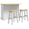 vidaXL Conjunto de Ilha de Cozinha 3 unid. CORONA Branco e Cera de Mel