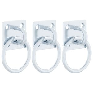 vidaXL An&eacute;is de engate com placas 3 pcs a&ccedil;o prateado