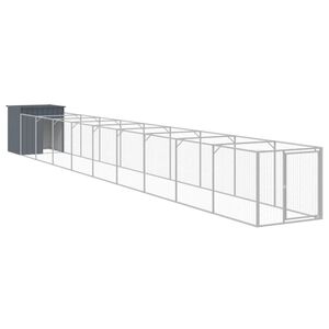 vidaXL Casota p/ cães c/ parque 110x1017x110cm aço galvaniz. antracite