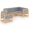 vidaXL 5 pcs conjunto lounge de jardim c/ almofad&otilde;es pinho maci&ccedil;o